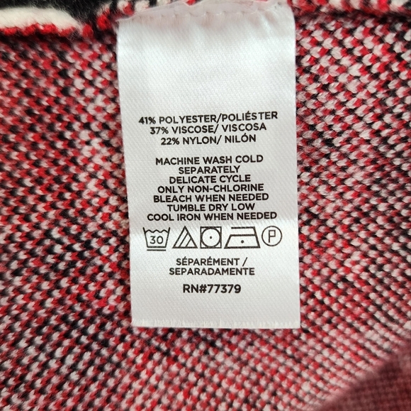 Ann Taylor Red Multi Color Plaid Long Sleeve Sweater - Picture 7 of 8